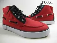 polo ralph lauren oiled suede high top boat chaussures in lt poo61 rouge